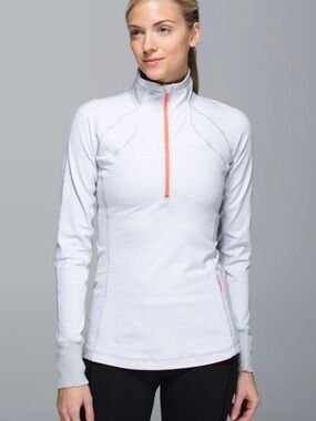 lululemon athletica White Quarter-Zip Pullover with Coral Zip